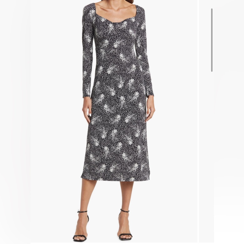 New Long Sleeve MIDI Dress Black white Size M Lush